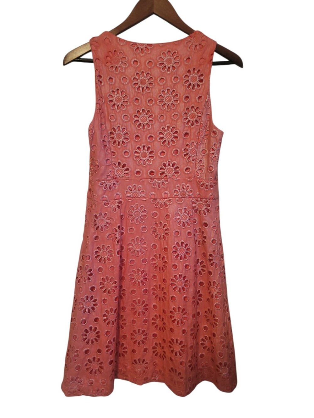 Maeve Anthropologie Eyelet Dress Size 6 Coralshine Sleeveless Fit Flare Festival - Picture 4 of 10